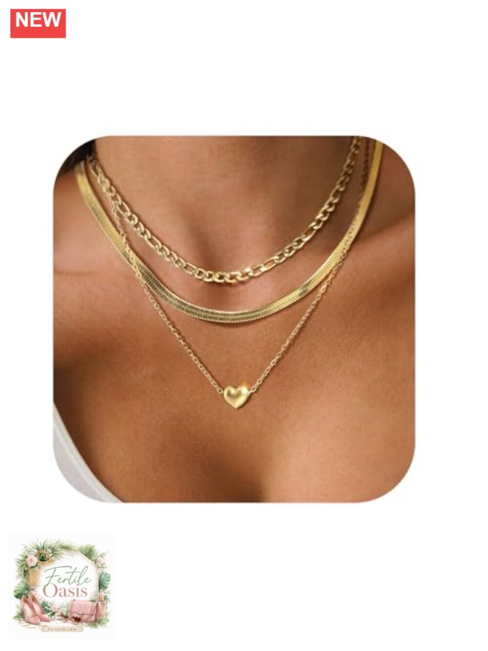 Layered Gold Plated Necklace Set for Women Dainty Waterproof Chain Stack